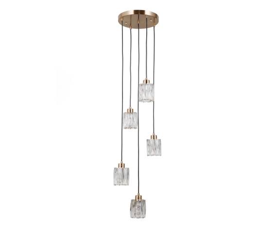 Lampa wisząca Torno PND-40813-5R-HBR oprawa w kolorze złotym ITALUX