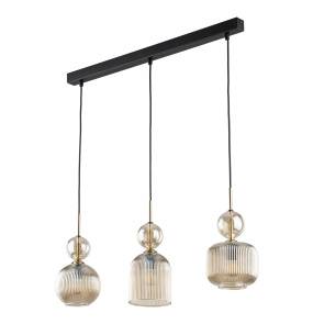 Lampa wisząca SOPHIA COGNAC 11042 oprawa w kolorze czarnym z bursztynowymi kloszami TK LIGHTING