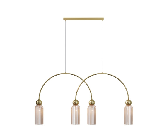 Lampa wisząca ANTIC MOD302PL-04CG oprawa w kolorze złotym z kloszem w kolorze koniakowym MAYTONI