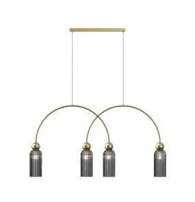 Lampa wisząca ANTIC MOD302PL-04GR oprawa w kolorze złotym z dymionym kloszem MAYTONI
