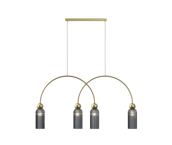 Lampa wisząca ANTIC MOD302PL-04GR oprawa w kolorze złotym z dymionym kloszem MAYTONI