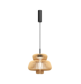 Lampa wisząca NAMIKI MOD465PL-L12BK1 oprawa w kolorze czerni i drewna MAYTONI