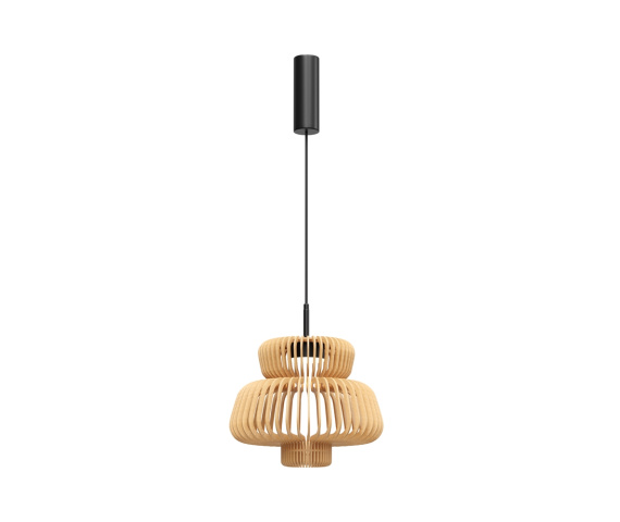 Lampa wisząca NAMIKI MOD465PL-L12BK1 oprawa w kolorze czerni i drewna MAYTONI
