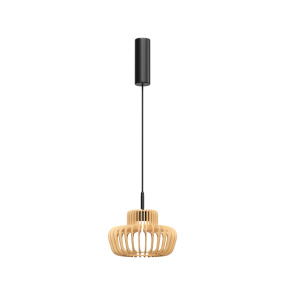 Lampa wisząca NAMIKI MOD465PL-L12BK2 oprawa w kolorze czerni i drewna MAYTONI