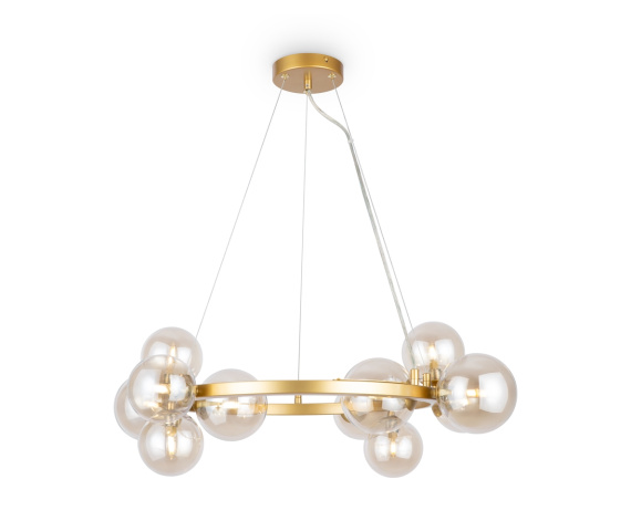 Lampa wisząca DALLAS MOD545PL-11G oprawa w kolorze złotym z bursztynowymi kloszami MAYTONI