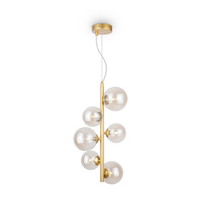 Lampa wisząca DALLAS MOD545PL-06G oprawa w kolorze złotym z bursztynowymi kloszami MAYTONI