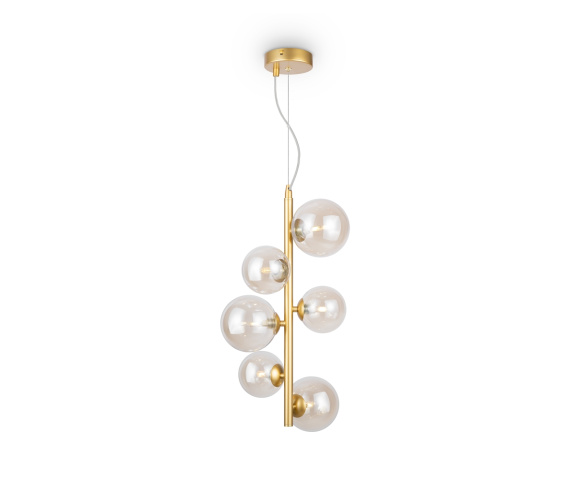 Lampa wisząca DALLAS MOD545PL-06G oprawa w kolorze złotym z bursztynowymi kloszami MAYTONI