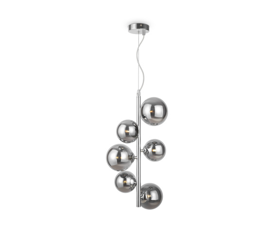Lampa wisząca DALLAS MOD545PL-06CH oprawa w kolorze chromu z dymionymi kloszami MAYTONI