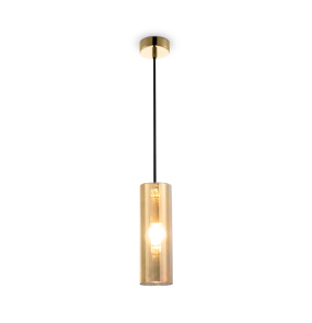 Lampa wisząca GIOIA P011PL-01G oprawa w kolorze złotym z bursztynowym kloszem MAYTONI