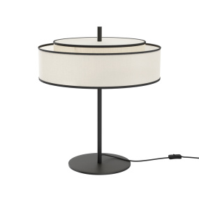 Lampa stołowa BERGAMO MOD613TL-02W oprawa w kolorze czarnym z biało-czarnym abażurem MAYTONI