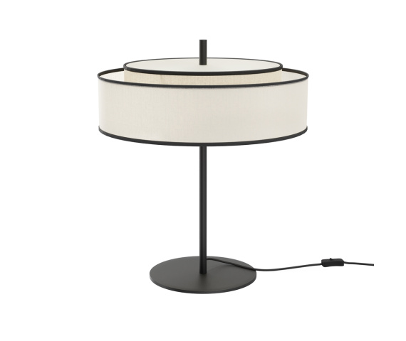 Lampa stołowa BERGAMO MOD613TL-02W oprawa w kolorze czarnym z biało-czarnym abażurem MAYTONI