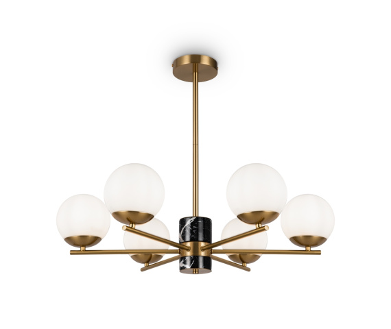 Żyrandol MARBLE MOD187PL-06BS oprawa w kolorze mosiądzu z czarnym marmurem MAYTONI