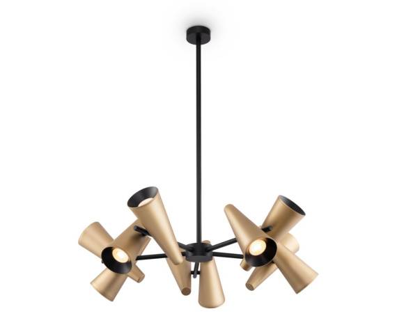 Lampa wisząca GIRO MOD095PL-10BS oprawa w kolorze czerni i mosiądzu MAYTON