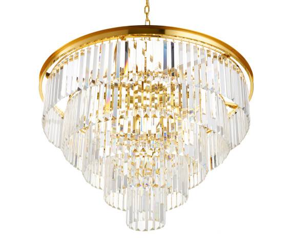 Lampa wisząca SPLENDORE 80 cm - żyrandol złoto-kryształowy