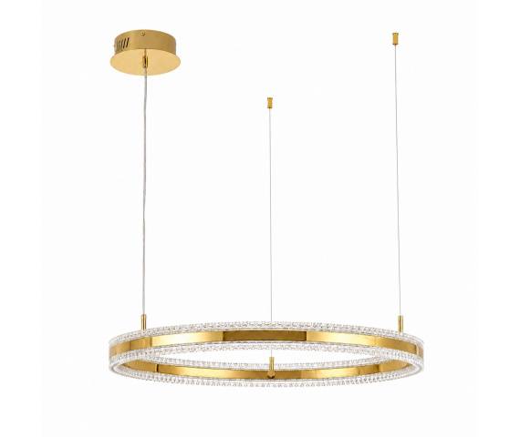 Lampa wisząLampa wisząca ARKADIA LED 80 cm - złoty połysk z kryształowym pierścieniem