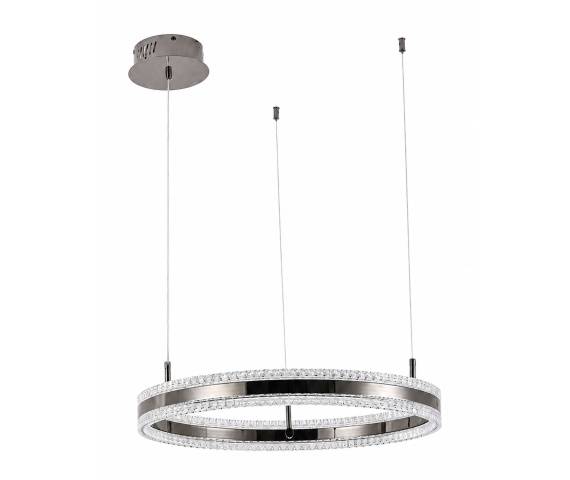 Lampa wisząca ARKADIA LED 60 cm - tytanowa z kryształowym pierścieniem