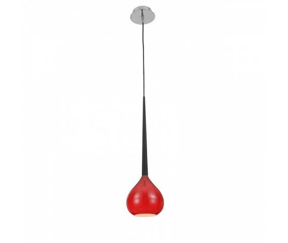 Lampa wisząca Libra MD2128-1R oprawa w kolorze srebrnym z czerwonym kloszem ZUMA LINE