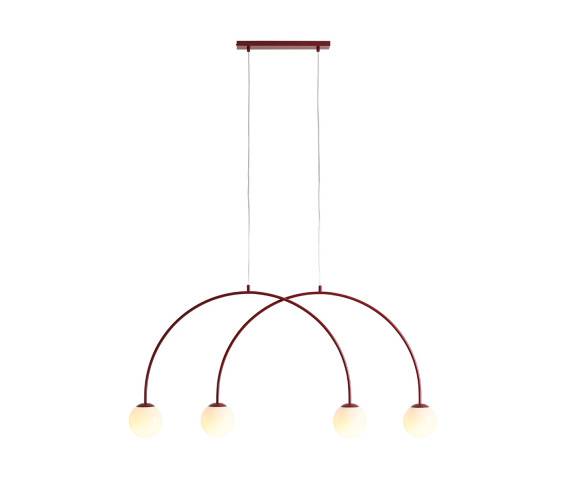 Lampa wisząca UNA 4 RED WINE S 1116L15_S oprawa w kolorze czerwonym ALDEX