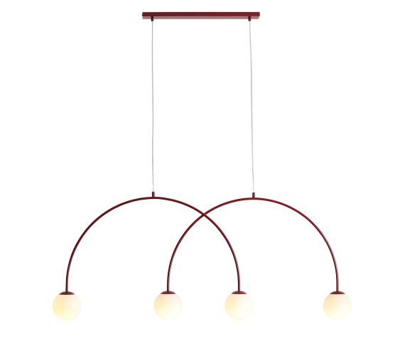 Lampa wisząca UNA 4 RED WINE L 1116L15_L oprawa w kolorze czerwonym ALDEX
