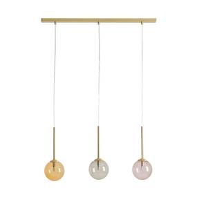 Lampa wisząca BOSSO 3 MULTICOLOUR 1119E_40 oprawa w kolorze mosiądzu z kolorowymi kloszami ALDEX