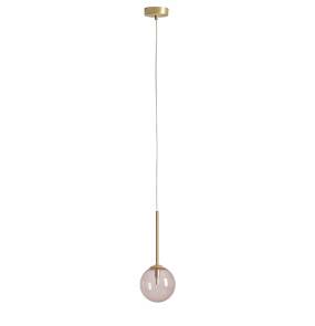 Lampa wisząca BOSSO MINI 14 MULTICOLOUR 1119XXS40_BR oprawa w kolorze mosiądzu z różowym kloszem ALDEX