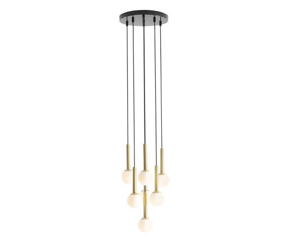 Lampa wisząca RIU 7 RING BLACK BRASS 1103T1 oprawa w kolorze czerni i mosiądzu ALDEX