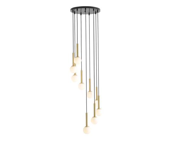 Lampa wisząca RIU 9 RING BLACK BRASS 1103N1 oprawa w kolorze czerni i mosiądzu ALDEX