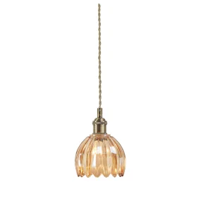Lampa wisząca GOTA 109137 oprawa w kolorze antycznego mosiądzu z bursztynowym kloszem MARKSLOJD