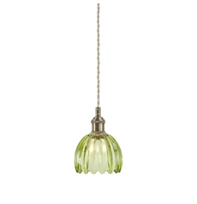 Lampa wisząca GOTA 109138 oprawa w kolorze antycznego mosiądzu z zielonym kloszem MARKSLOJD