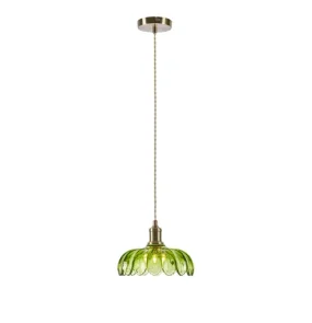 Lampa wisząca KURAGE 109177 oprawa w kolorze antycznego mosiądzu z zielonym kloszem MARKSLOJD