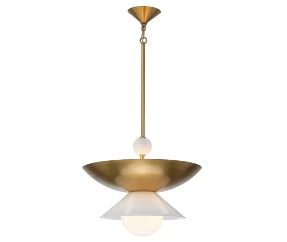 Lampa wisząca SAUCER QN-SAUCER-4P-L-AB-OPAL oprawa w kolorze postarzanego mosiądzu QUINTIESSE