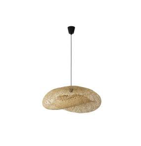 Lampa wisząca NULVERO LE45366 oprawa w kolorze czarnym z rattanowy abażurem LUCES EXCLUSIVAS