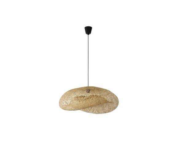 Lampa wisząca NULVERO LE45366 oprawa w kolorze czarnym z rattanowy abażurem LUCES EXCLUSIVAS