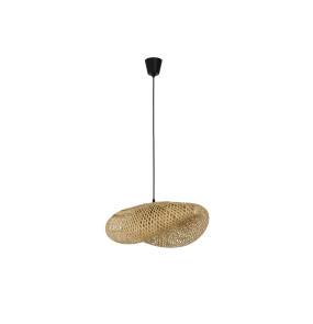 Lampa wisząca NULVERO LE45365 oprawa w kolorze czarnym z rattanowy abażurem LUCES EXCLUSIVAS