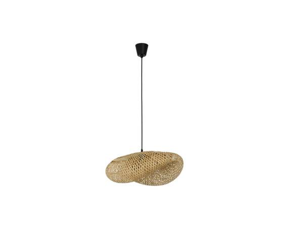 Lampa wisząca NULVERO LE45365 oprawa w kolorze czarnym z rattanowy abażurem LUCES EXCLUSIVAS