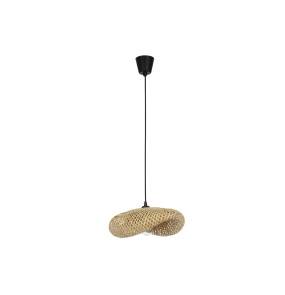Lampa wisząca NULVERO LE45364 oprawa w kolorze czarnym z rattanowy abażurem LUCES EXCLUSIVAS