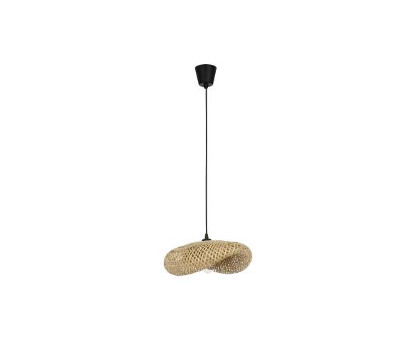 Lampa wisząca NULVERO LE45364 oprawa w kolorze czarnym z rattanowy abażurem LUCES EXCLUSIVAS