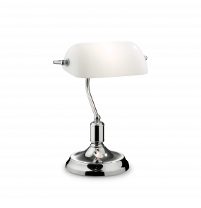 Lampa biurkowa Lawyer TL1 045047 Ideal Lux dekoracyjna oprawa z białym abażurem