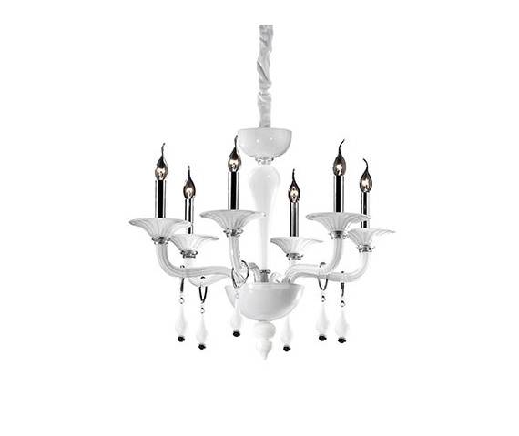 Lampa wisząca Miramare SP6 068183 Ideal Lux biała oprawa w stylu klasycznym