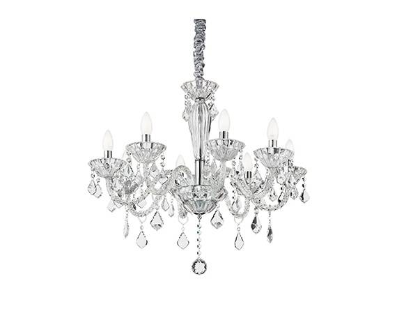 Lampa wisząca Tiepolo SP8 034720 Ideal Lux transparentna oprawa w kryształowym stylu