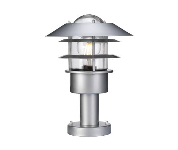 Lampa stojąca zewnętrzna Helsingor PED Elstead Lighting srebrna oprawa w nowoczesnym stylu