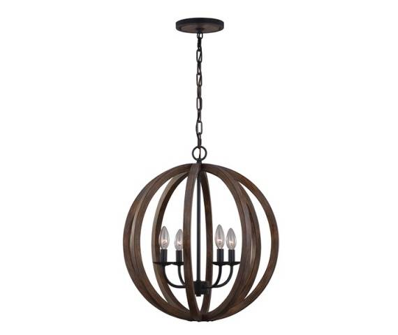 Lampa wisząca Allier FE/ALLIER/4P WW Feiss drewniana oprawa w dekoracyjnym stylu