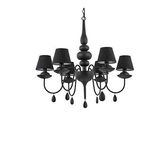 Lampa wisząca Blanche SP6 111872 Ideal Lux czarna oprawa w klasycznym stylu