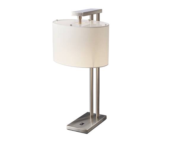 Lampa stołowa BELMONT BELMONT-TL oprawa w kolorze szczotkowanego niklu z białym abażurem ELSTEAD LIGHTING