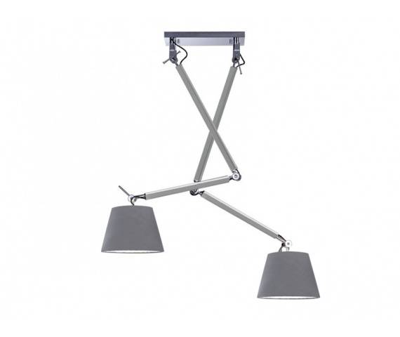 ŻARÓWKA LED GRATIS! Lampa wisząca ZYTA 2 S PENDANT ALU MD2300-2S ALU/GR AZzardo