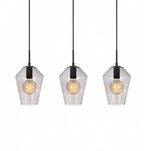 Lampa wisząca Retro 107132 Markslojd czarna potrójna lampa wisząca z przydymionymi kloszami