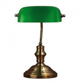 Lampa stołowa Bankers (duża) 105931 Markslojd patynowa lampa stołowa z zielonym kloszem