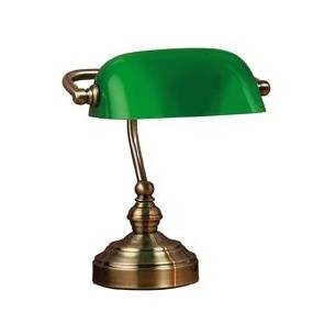 Lampa stołowa Bankers (mała) 105930 Markslojd patynowa lampa stołowa z zielonym kloszem