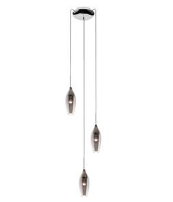 Lampa wisząca Champagne MD2101A-3S oprawa w kolorze srebrnym z dymionymi kloszami ZUMA LINE