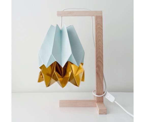 Lampa stołowa Table Mint Blue/Warm Gold Orikomi niebiesko-złota oprawa w minimalistycznym stylu